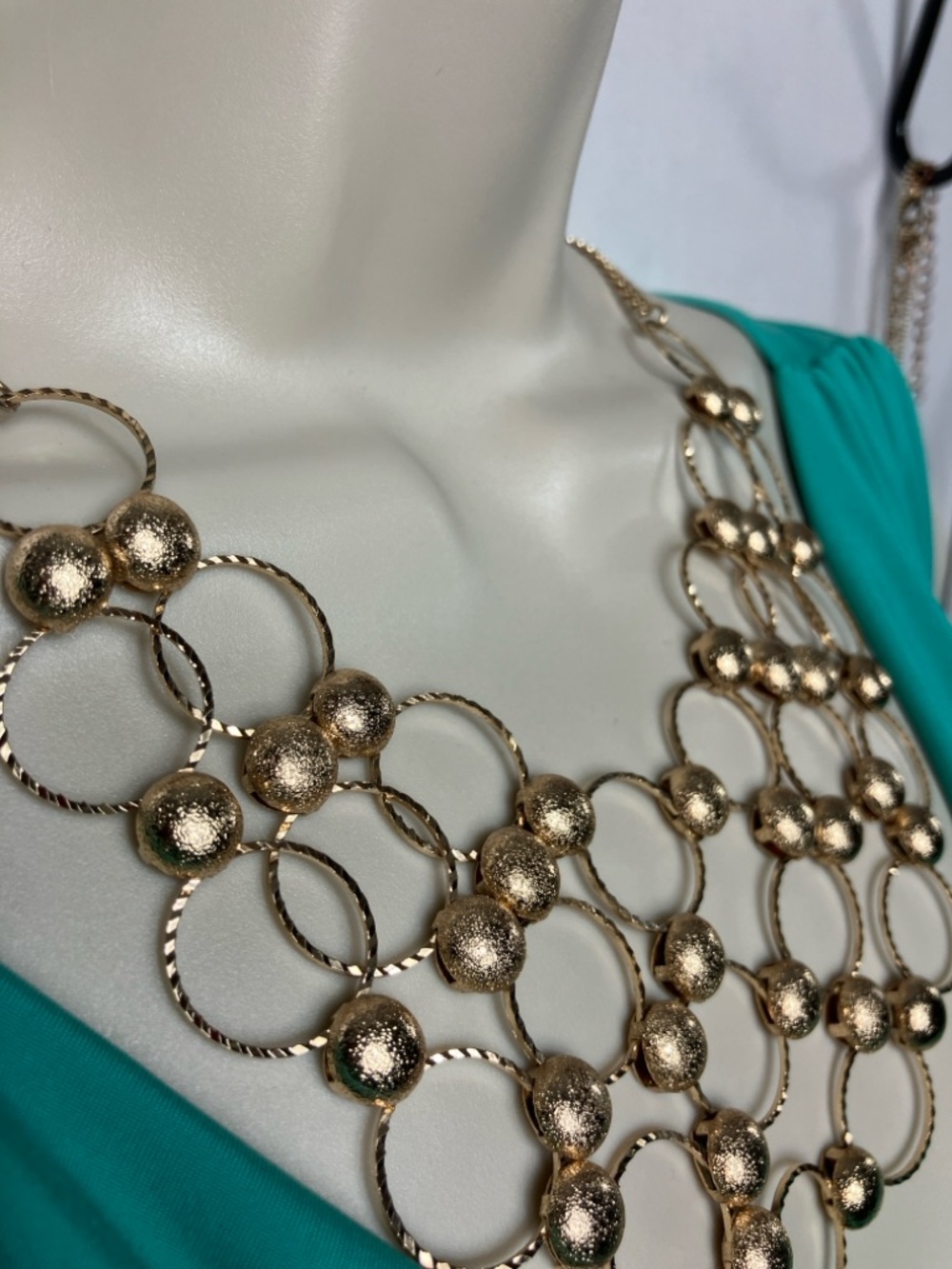 Gold Statement Circle-Link Light Weight Necklace  - $Discounted shipping$ - Picture 3 of 11